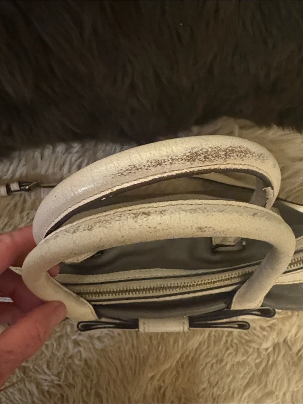 Kate Spade Alice Court Kaiya satchel in Cliff Gray and Off White